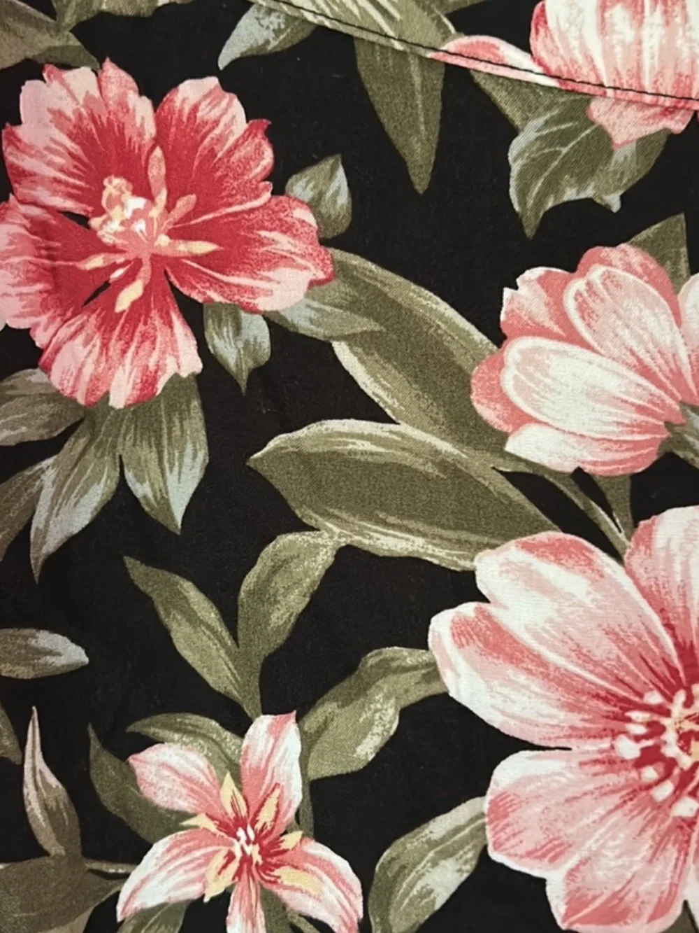 ❤️ American Eagle Small Tropical Floral Ruffle Mini Skirt Black Pink Green (B2)